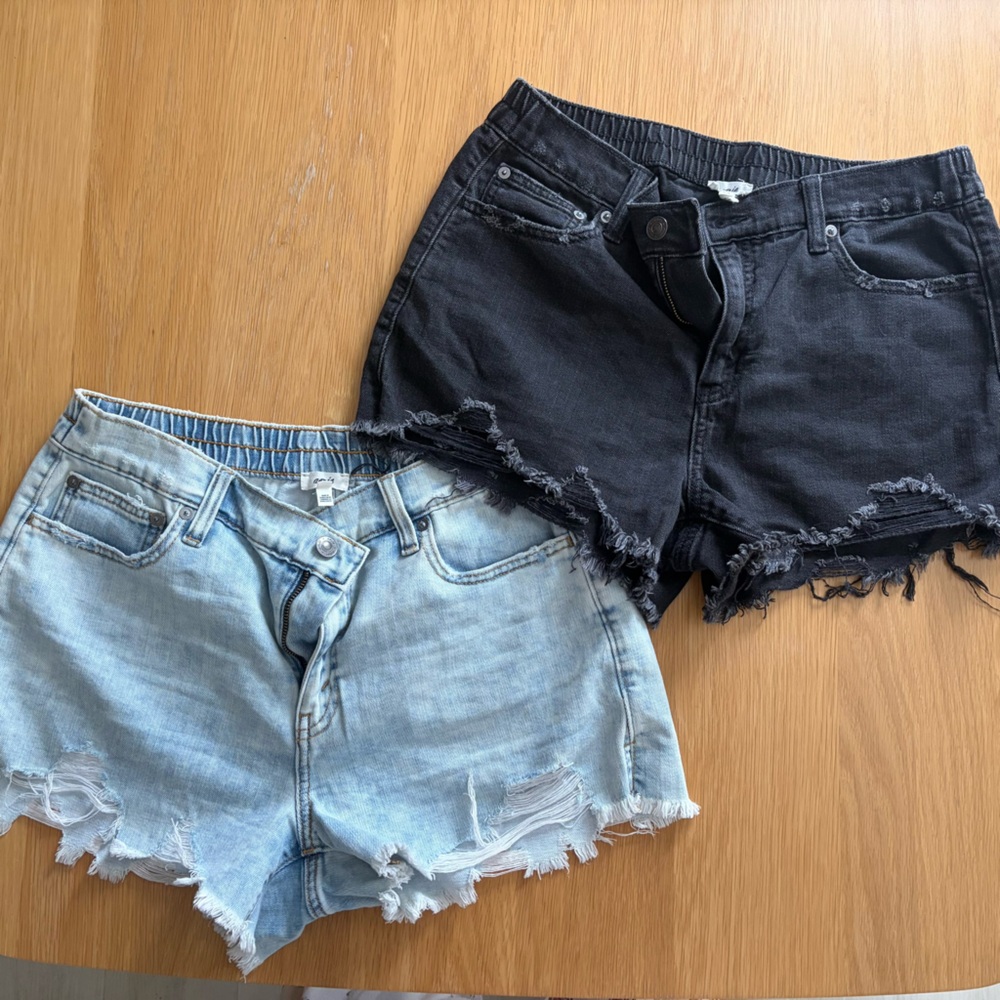 Aerie Black and Light Blue Jean Shorts - Lot of Two Pairs